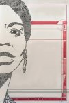 Nina Simone (2014)<br />3' x 6'<br />pen, brush, India ink and oils on paper